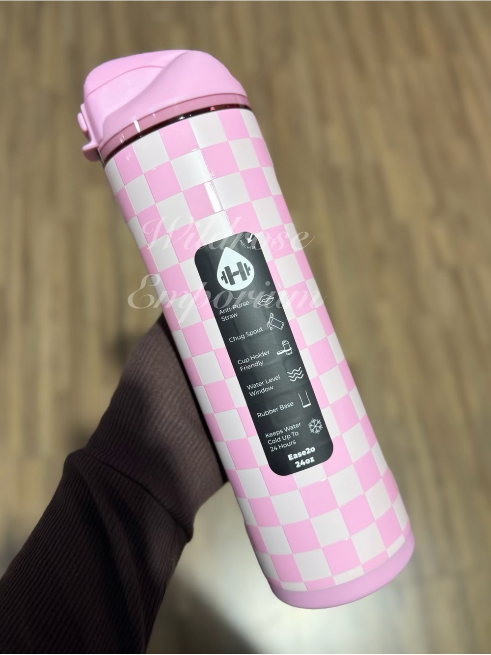 HydroJug ease2O Traveler pink checkers NEW